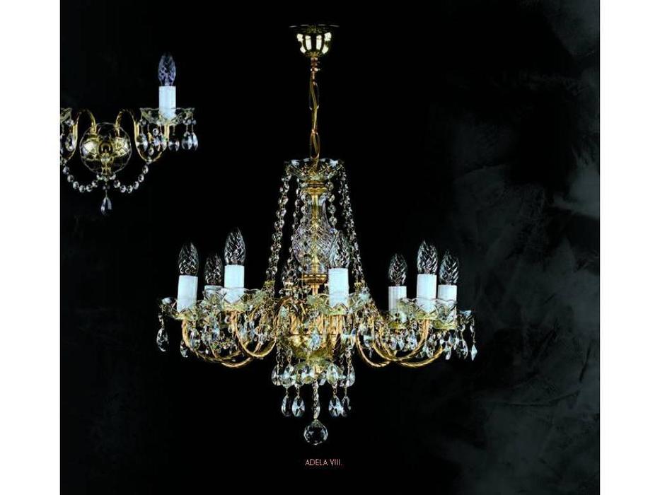 Artglass: люстра ADELA VIII (шлифованная латунь) 8x40w